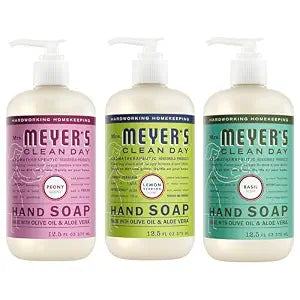 Mrs. MEYER'S CLEAN DAY Liquid Hand Soap Variety Pack 12.5 OZ Each, 3 Count (Lemon Verbena + Basil + Peony)
