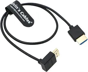 Alvin's Cables 8K HDMI 2.1 Cable High Speed Thin Straight HDMI to Up Angle HDMI for Atomos Ninja V Monitor, Z CAM E2, Sony FS5| FS7| A7S3 Cameras 19.7inches|50CM