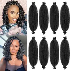 Springy Twist Hair Black 16 Inch 8 Packs Afro Twist Hair For Women