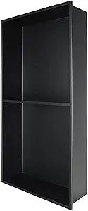 Shower Niche 24" X 12" Black, Stainless Steel Wall Niche Double Shelves Recessed Shower Shelf for Bathroom Storage, No Tile Needed Over Mount Installation