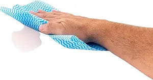 Restaurantware RW Clean 23.6 x 11.8 Inch Reusable Cleaning Cloths 100 Wipes All-Purpose Dish Wipes- Durable Machine-Washable Blue Viscose Disposable Cloths Pre-Cut Rectangle