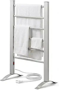 Pursonic TW300 Towel Warmer Rack for Bathroom  6-Bar Electric Heated Towel Rack, Wall Mounted or Freestanding Setup, Plug-in Towel Dryer, Minimal Assembly Chrome-Plated