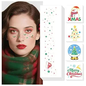 Christmas Glitter Freckles Face Tattoos, Temporary Tattoo for Adults