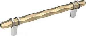 Amerock | Cabinet Pull | Golden Champagne/Polished Chrome | 6-5/16 inch (160 mm) Center-to-Center | London | 1 Pack | Drawer Pull | Drawer Handle | Cabinet Hardware