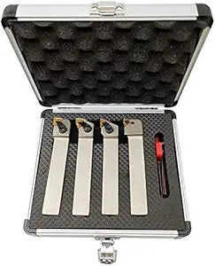 3/4'' inch CNC Lathe Indexable Turning Tool Holder with Nickel Plated,CNC Heavy-Duty Metal Lathe Bit Set with Tin Coated Carbide Turning Inserts WNMG431 CNMG431 TNMG331 16ER AG60