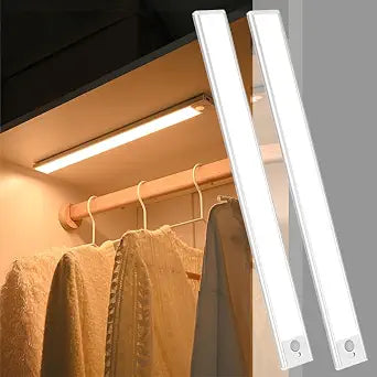 Magnetic Under Cabinet lighting 2 Pack, 12" Rechargeable - 3 Color Dimmable LED, Ultra Slim 1800 Battery Powered Motion Sensor light indoor Punch-free Smart Sensor Magnetic Rechargeable Led Light