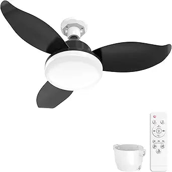 25" Socket Fan Light with Remote, E26/E27 Flower Shape Light Bulb Fan with Reversible Motor, 3000 Lumens Small Ceiling Fans with Lights, Dimmable 3000K-6500K for Bedroom Kitchen Hallway Garage