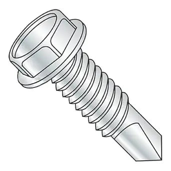 10-24 x 1/2" Self-Drilling Screws/Unslotted/Hex Washer Head/Steel/Zinc / #2 Drill Point/Machine Screw Thread (Carton: 1,000 pcs)