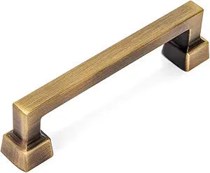 Cosmas 10 Pack 1481-96BAB Brushed Antique Brass Contemporary Cabinet Hardware Handle Pull - 3-3/4" Inch (96mm) Hole Centers