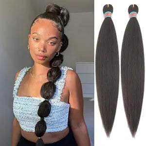 Black Brown Pre stretched Braiding Hair 2 Packs Pre feathered Braid Hair Extensions 30 Inches Hair Braids