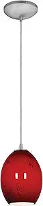 Brandy FireBird - E26 LED Cord Pendant - Brushed Steel Finish - Red Sky Glass Shade