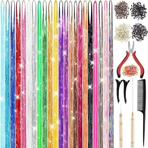 Hair Tinsel, 22 Colors Tinsel Hair Extensions, Fairy Hair Kit
