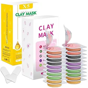 Clay Mask Set 20 Pods, Face Mask Skin Care, Green Tea, Turmeric, Dead Sea Mud, Rose, 24K Gold, Eggplant, Avocado, Mud Mask Deep Cleansing Skin, Blackhead Removal, Men & Women Facial Mask