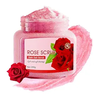 Rose Body Exfoliator, Deep Cleaning Exfoliating Body Scrub, Moisturizing Nourishing Salt Rose Body Scrub, 350 g