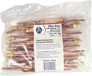 Appli Parts APFD-115S 10 Units of Copper Liquid line liquid line filter dryer with Charging Service Valve 1/4 x1 /4 in 15g 0.53oz for universal refrigeration and air conditioner applications