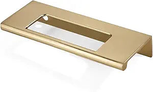 khtumeware 10 Pack 3 inch(76mm) Hole Center Brushed Brass Finger Edge Pulls Zinc Drawer pulls Warm Brass Hidden Edge Handles Hardware Solid Finger Pulls Kitchen Hardware