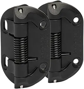 Safetech Hardware Self Closing Gate Hinges, Fixed Tension Pool & Outdoor Hinges Regular Duty Spring Gate Hinges for Any Square Post Metal, Wood & Aluminum Fencing Gates up to 33lbs (SHF-90L Black)
