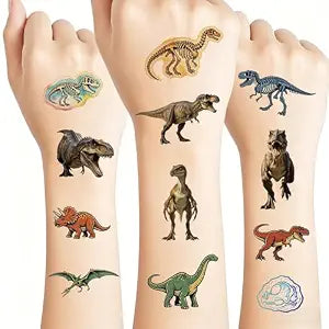 123 PCS Dinosaur Temporary Tattoos Stickers, 3D Super Cute Tattoo for Kids