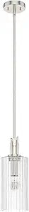 Hunter - Gatz 1-Light Brushed Nickel, Mini Pendant Light, Dimmable, Modern Style, Cylinder Shaped, for Bedrooms, Kitchens, Dining, Living Rooms - 19792