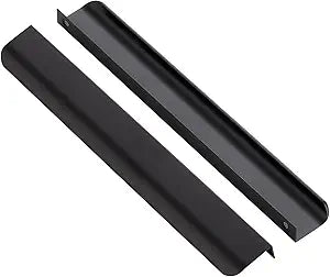 Ravinte 40 Pack Finger Pulls for Cabinets 224mm/8.81in Hole Center Tab Cabinet Handle Matte Black Finger Edge Pulls Concealed Handles for Kitchen Drawer Finger Hardware 300mm/11.81in Length