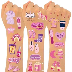 Konsait Sleepover Tattoos for Girls, 70 Pcs Fake Tattoos Slumber Party Supplies