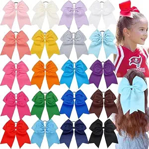 20Pcs Large Cheer Bows for Girls Ponytail Holder for Cheerleading