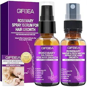 Rosemary Oil Hair Growth Serum W/Rosemary Water & Rice Water Spray Hair Growth,Biotin Castor Oil Argan Oil Caffeine Keratin Reduce Hair Loss,Restore Dry Damaged Hair Regrowth Treatments for Women Men