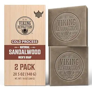 Viking Revolution Natural Bar Soap for Men - Sandalwood - 2 Pack