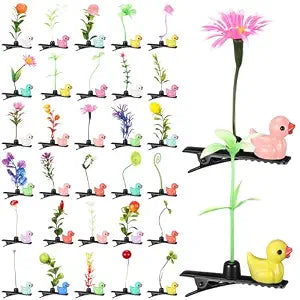 Tigeen 30 Pcs Rave Trinkets Festival Sprout Duck Hair Clip Bulk Mixed Style