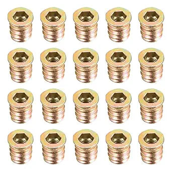 uxcell Wood Furniture M6x13mm Threaded Insert Nuts Interface Hex Socket Drive 20pcs