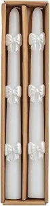 Mud Pie Wax White Bow Candlestick