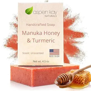 Manuka Honey & Turmeric Soap with Organic Aloe Vera & Shea Butter. 4.5 oz