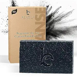 Peppermint Tea Tree Charcoal Facial Bar Soap - USA Made with Natural Oils