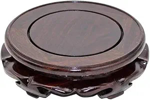 Oriental Furniture Wooden Display Stand Base Lotus Pedestal Vase Base Table Lamp Teapot Base Black Catalpa Furniture Stable Home Decoration Size2 (6.61x1.78in)
