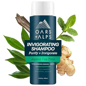 Oars + Alps Men's Sulfate Free Shampoo, Infused with Witch Hazel & Tea Tree Oil, Cleanses & Refreshes, Alpine Tea Tree Scent, 1 Pack, 13.5 Fl Oz