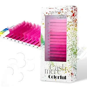 Colored Lash Extensions, 16 Rows Cashmere lash extensions, 0.07 C Curl 12-15mm Classic Lashes Extensions, Single Eyelash Extensions for Professional Salon Use(0.07-C-Pink Gradient 12-15mmï¿½