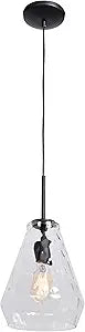 Simplicite Diamond Pendant - Black - Clear Wavy Glass Diffuser