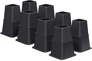 ANNKUT Bed Risers 8 inch Heavy Duty,Elevation in Heights 3, 5, 8 InchAdjustable Furniture Risers for Chair Table and Desk Legs Lifting (8 Pack, Black)