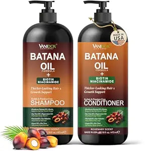 VANIDOX Batana Oil Shampoo and Conditioner Set – Biotin & Niacinamide Infused – Sulfate-Free, Paraben-Free – Moisturizing & Strengthening Hair Care for All Hair Types – 2 x 16 fl oz