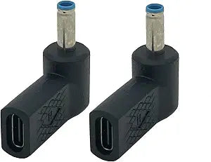 Seadream USB C to DC 4.5 x 3.0mm Adapter, 100W PD USB C Female to 20V DC Male, PD Type C to 4.5 x 3.0 mm Adapter Made for HP Laptop Series Right Angle L-Shaped Connector, 2-Pack (4.5x3.0mm for HP)