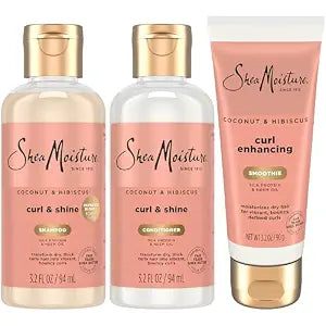 SheaMoisture Travel Shampoo, Conditioner, Leave-In Curl Smoothie, 3.2 Oz Ea