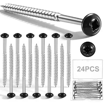 Jetec 24 Pcs Shutter Fasteners, 3 Inch Painted Screws,Black