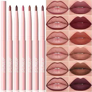 6Pcs Retractable Lip Liner Pencils Set, 6 Rich Pigmented Shades