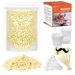 Nose & Ear Hair Wax Kit for Men & Women, 100g Wax with 20 Applicators, Safe Home Grooming Solution for Painless 15-20 Time Usage