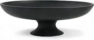 Black Concrete Fruit Bowl, Large Decorative Pedestal Bowl for Kitchen Counter, Modern Centerpiece Bowl for Coffee Table, Entryway Key Catch All Bowl, Black Home Decor