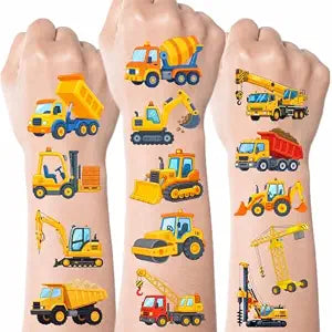 96 PCS Construction Pre-Cut Temporary Tattoos for Kids