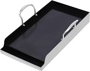 19.5 X 10 Stainless Steel Griddle for gas charcoal grill stovetop camping, Easy-Check Fit Accessory for Outdoor Cooking or Use