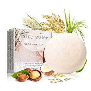 Rice Water Shampoo Bar for Deep Cleaning, Hydrating & Moisturizing Dry Hair, Natural Solid Soap Shampoo for All Hair Types, 2.1oz