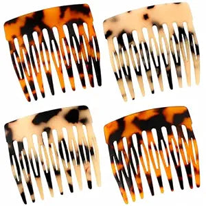 4 Pcs French Hair Side Combs Twist Combs Small Combs for Styling Decorative French Hair Comb for Women Bun Chignon Up-Do Styling Girls Hair Accessories