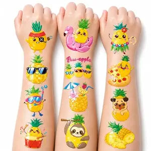 96PCS Pre-Cut Pineapple Temporary Tattoos for Kids